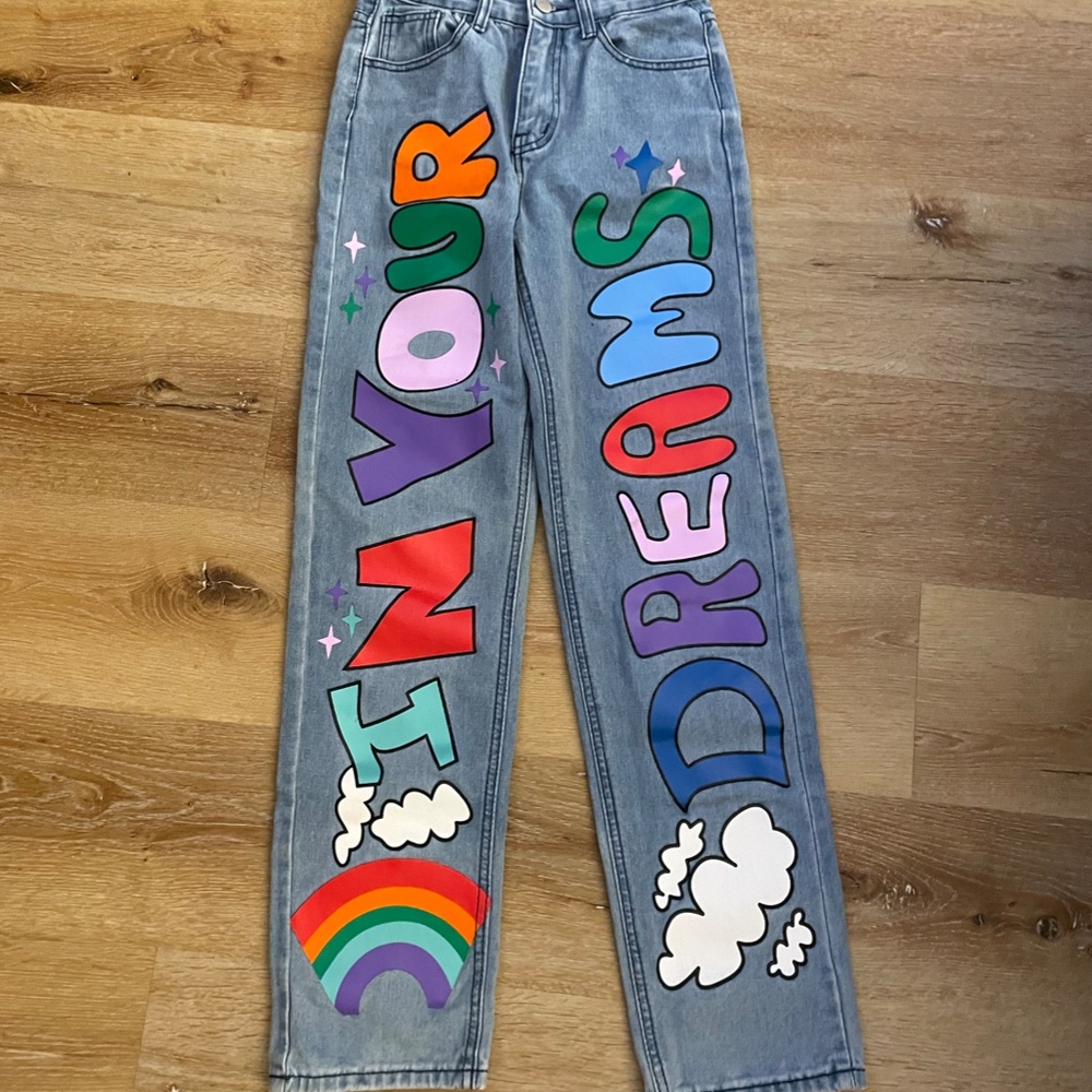 Painted Rainbow Jeans "In Your Dreams" High Waist